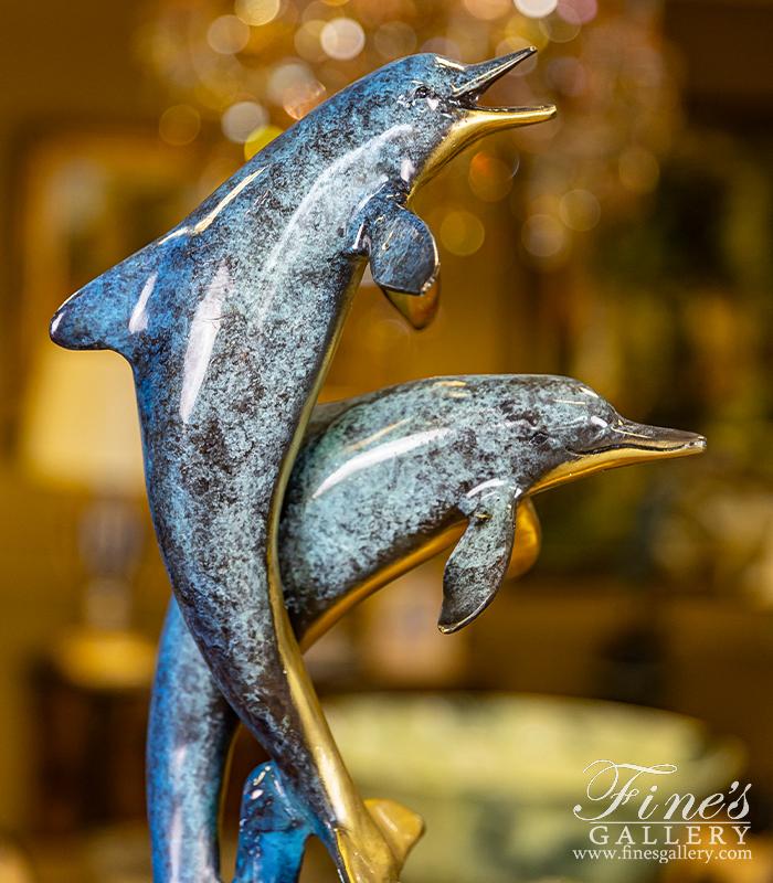 Bronze Statues  - Table Top Bronze Dolphin Statue - BS-1651